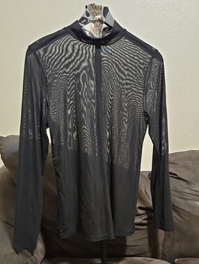 torrid Black Sheer Mock Neck Long Sleeve Top